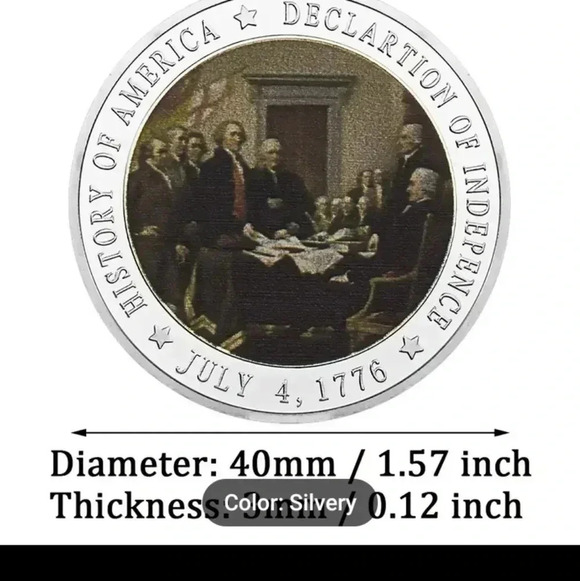 The Declaration Of Independence Souvenir Hobo Coin, Silver Plated Collectible. - Picture 3 of 7